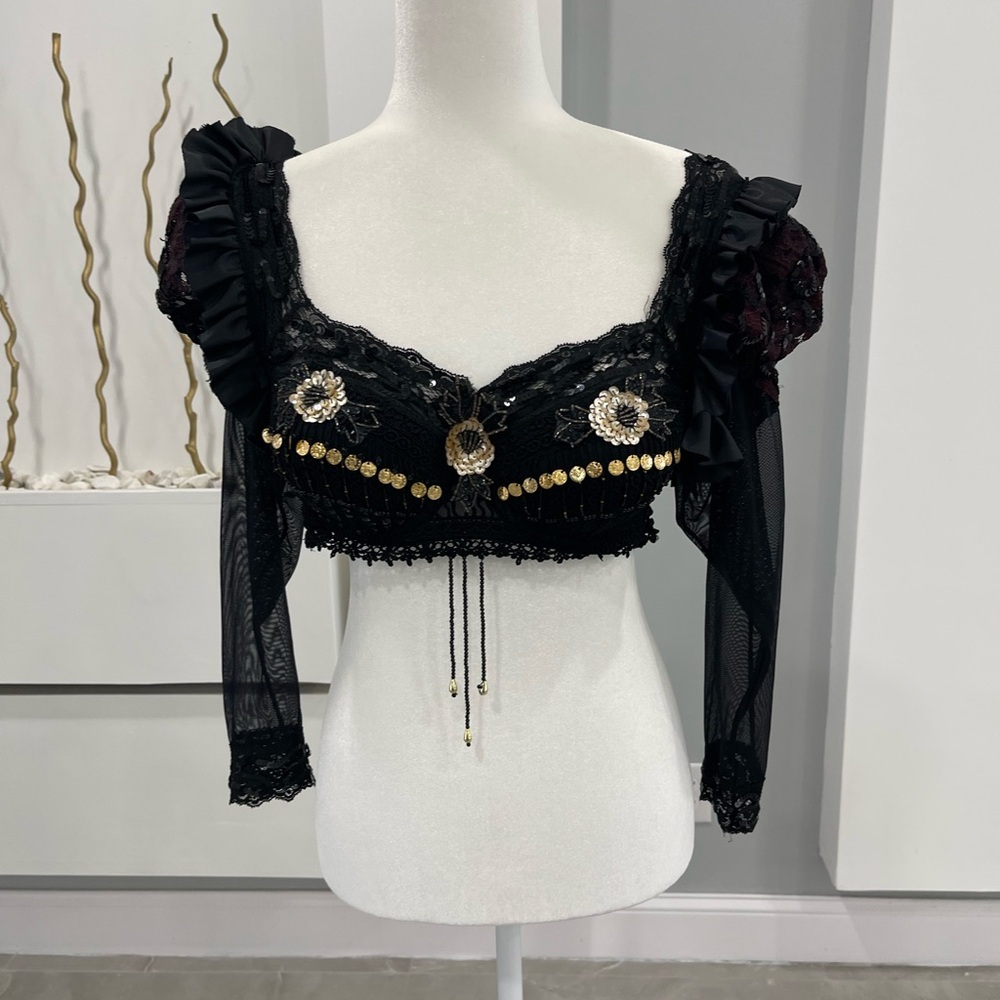 Elegant Black Lace Women's Top